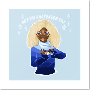 Black Girl Autism Awareness Day Blonde Afro Posters and Art